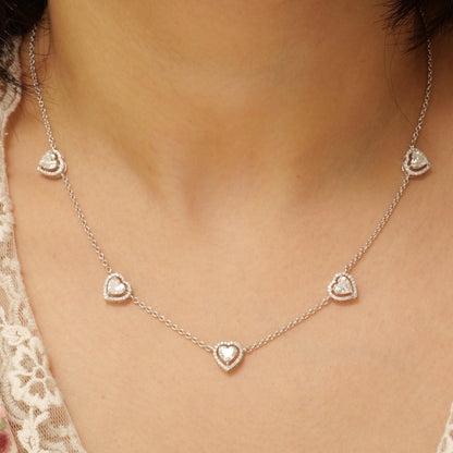 Heart Diamond Station Necklace