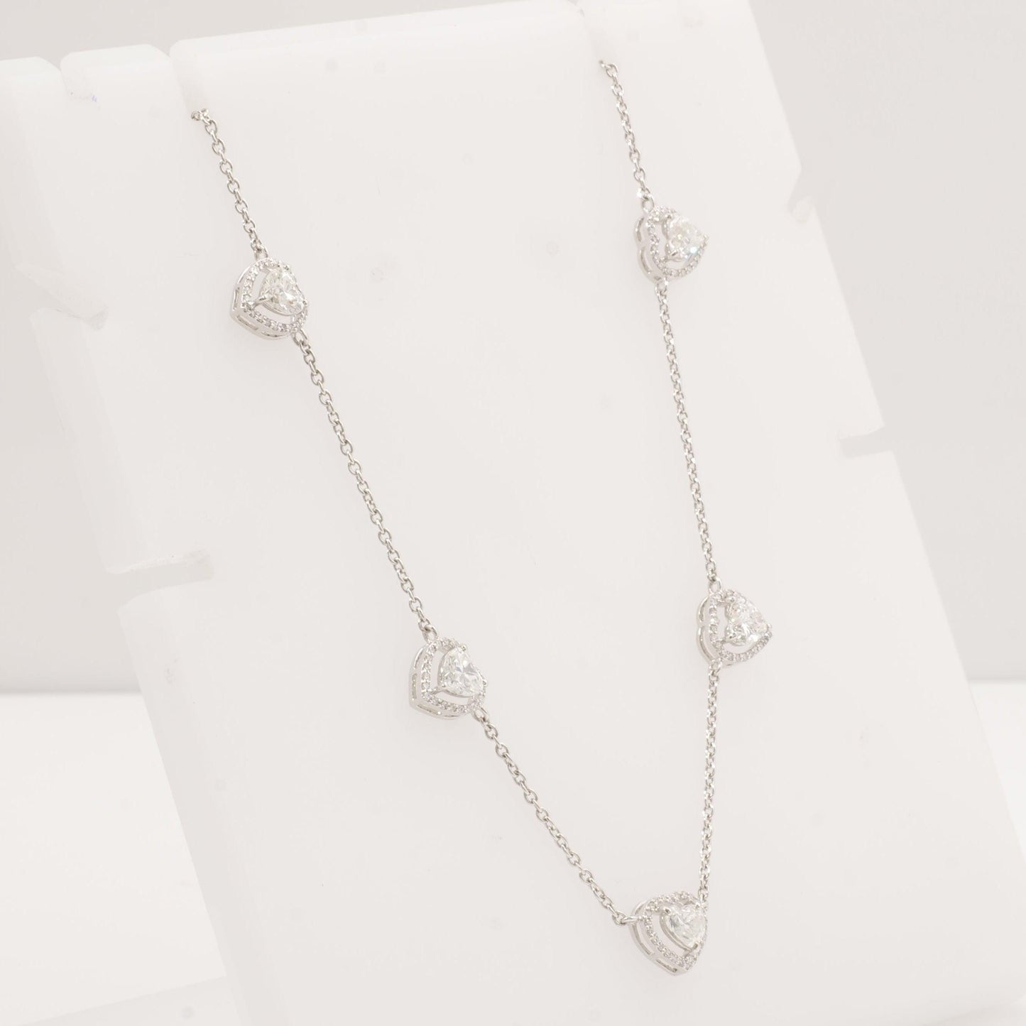 Heart Diamond Station Necklace