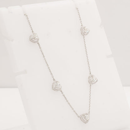 Heart Diamond Station Necklace