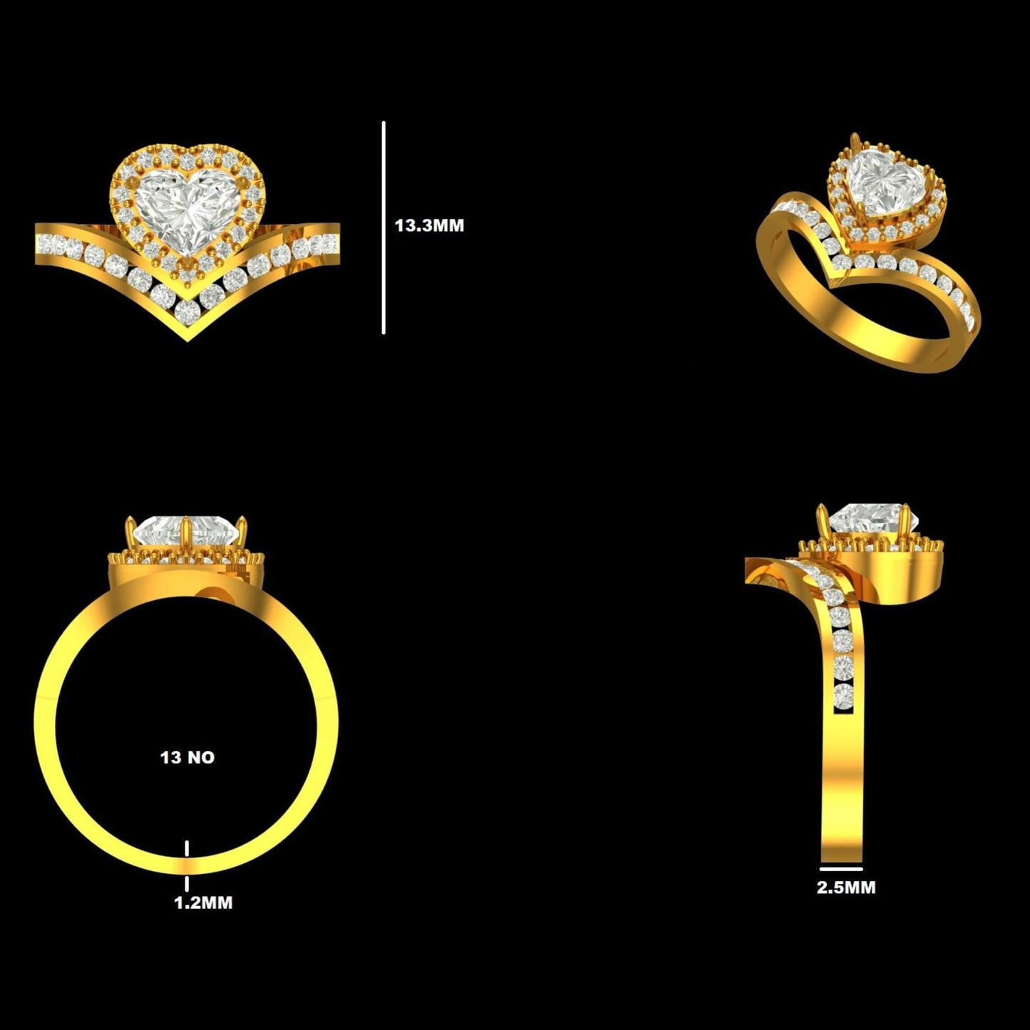 Heart Diamond Halo Ring
