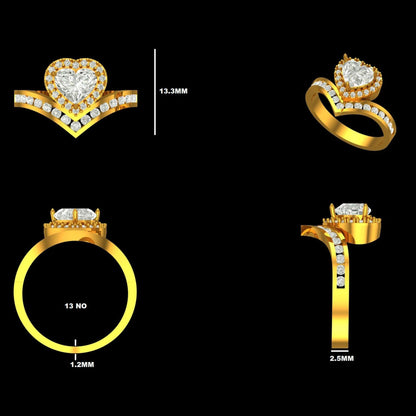 Heart Diamond Halo Ring