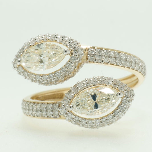 Marquise Natural Diamond Bypass Ring