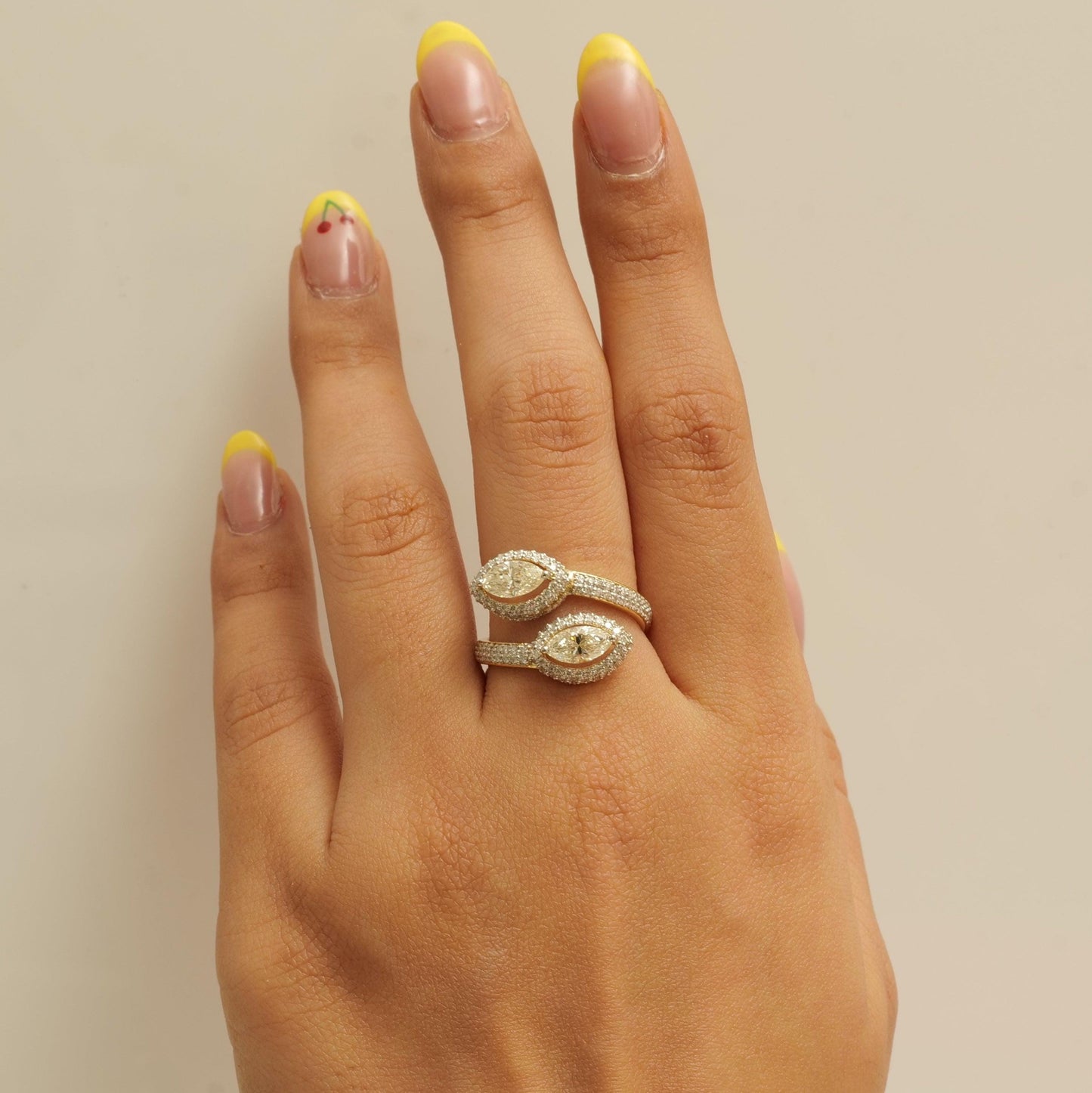 Marquise Natural Diamond Bypass Ring