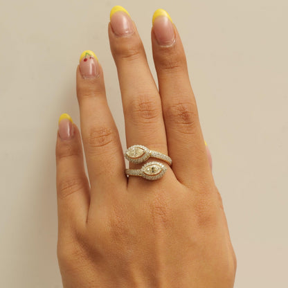 Marquise Natural Diamond Bypass Ring