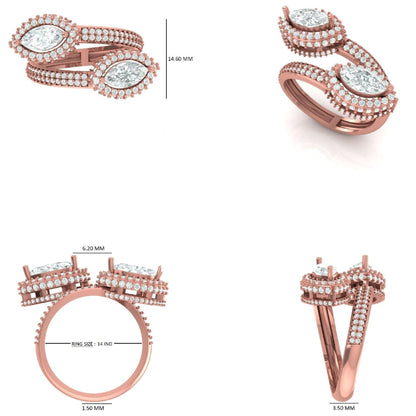 Marquise Natural Diamond Bypass Ring