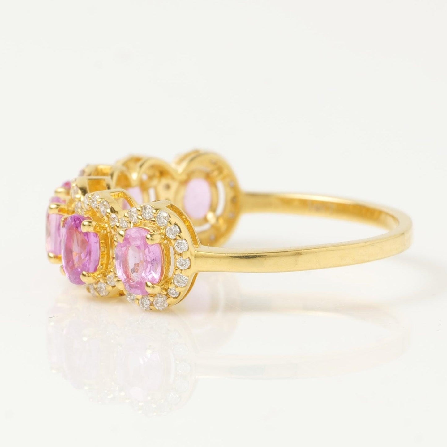 Pink Sapphire Natural Diamond Halo Ring
