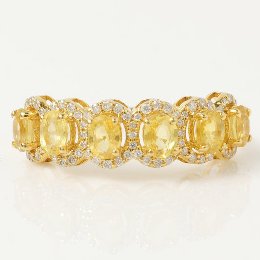 Natural Yellow & Sapphire Diamond Halo Ring