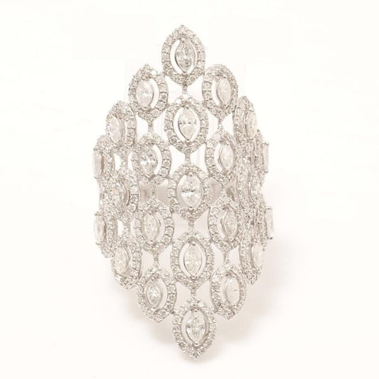 Marquise Natural Diamond Lattice Ring