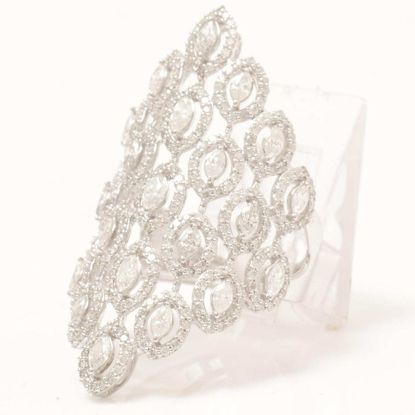 Marquise Natural Diamond Lattice Ring