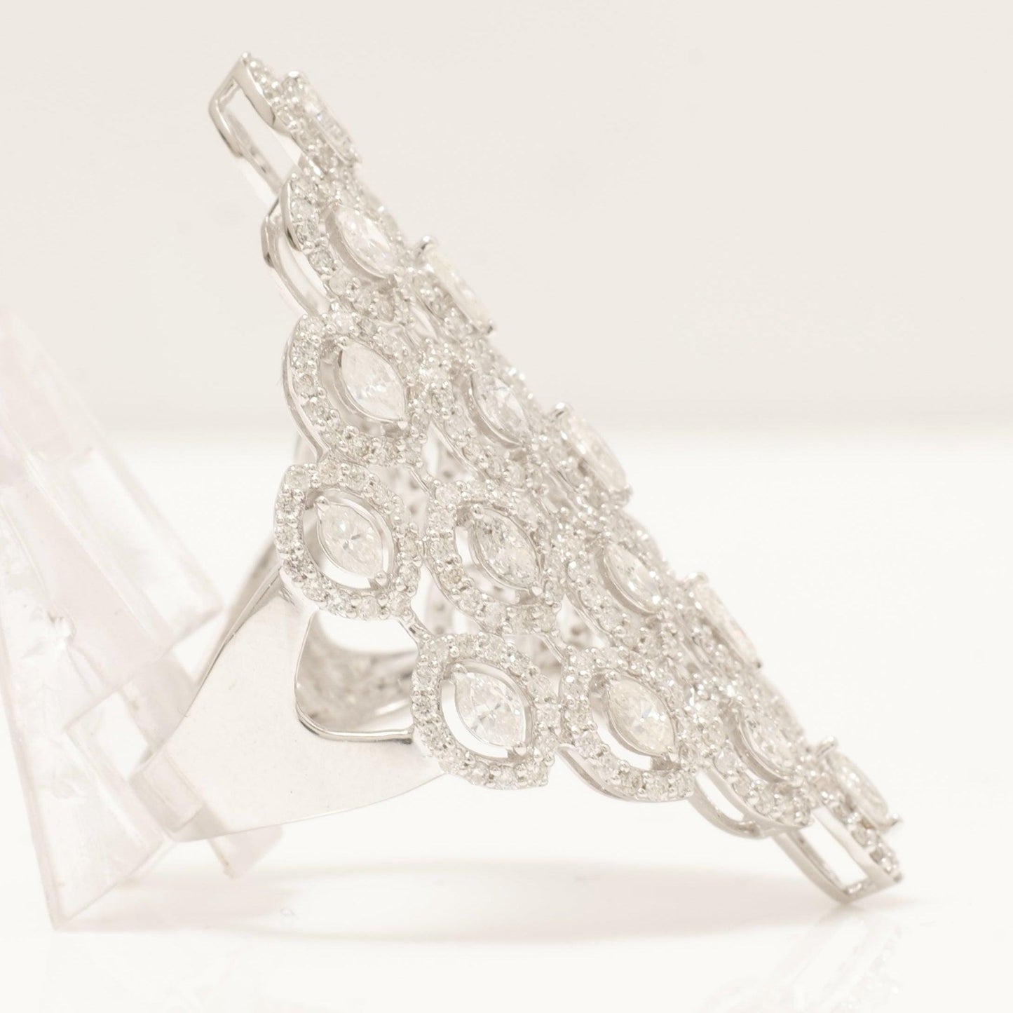 Marquise Natural Diamond Lattice Ring