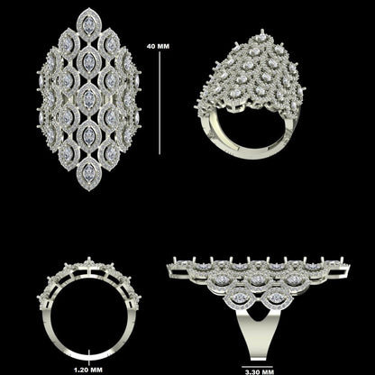 Marquise Natural Diamond Lattice Ring