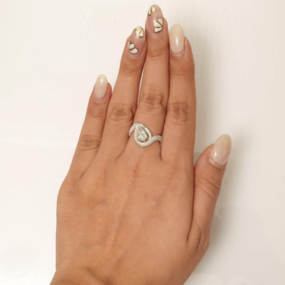Pear Diamond Halo Ring