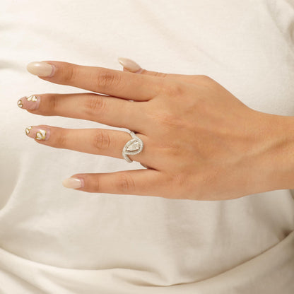 Pear Diamond Halo Ring