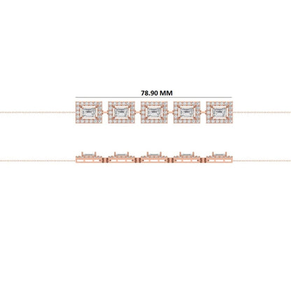 Emerald Cut Halo Natural Diamond Bolo Bracelet