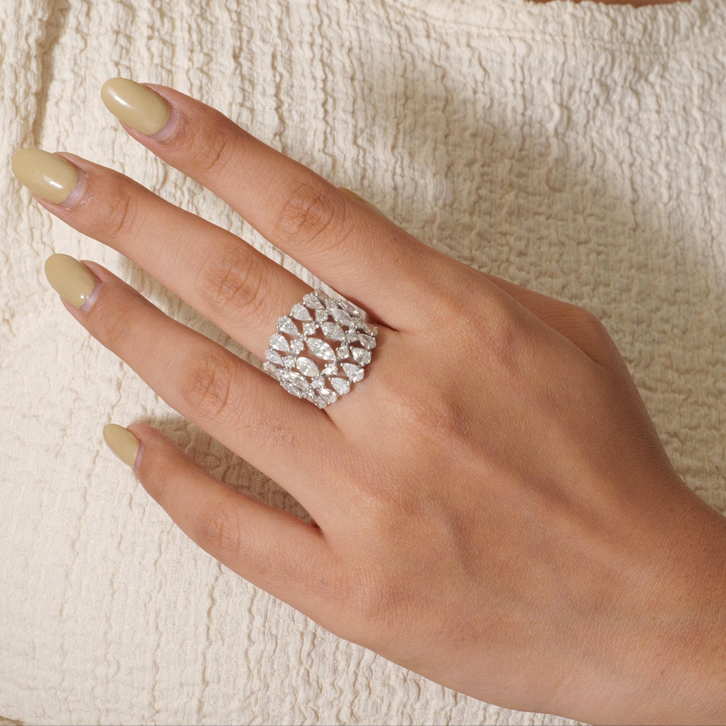 Wide Natural Diamond Ring