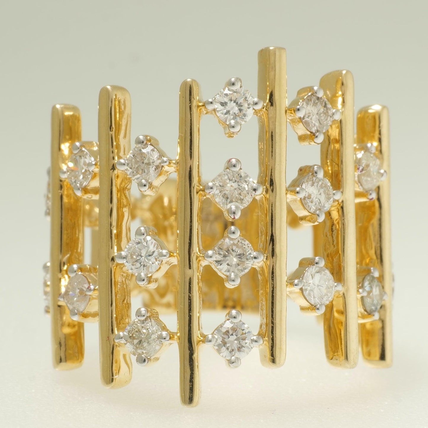 Geometric Wide Natural Diamond Ring