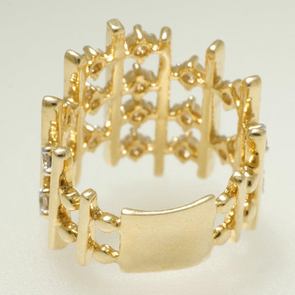 Geometric Wide Natural Diamond Ring