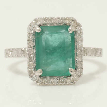 Emerald Halo Diamond Ring