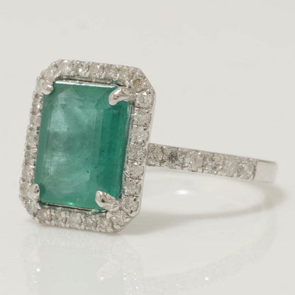 Emerald Halo Diamond Ring