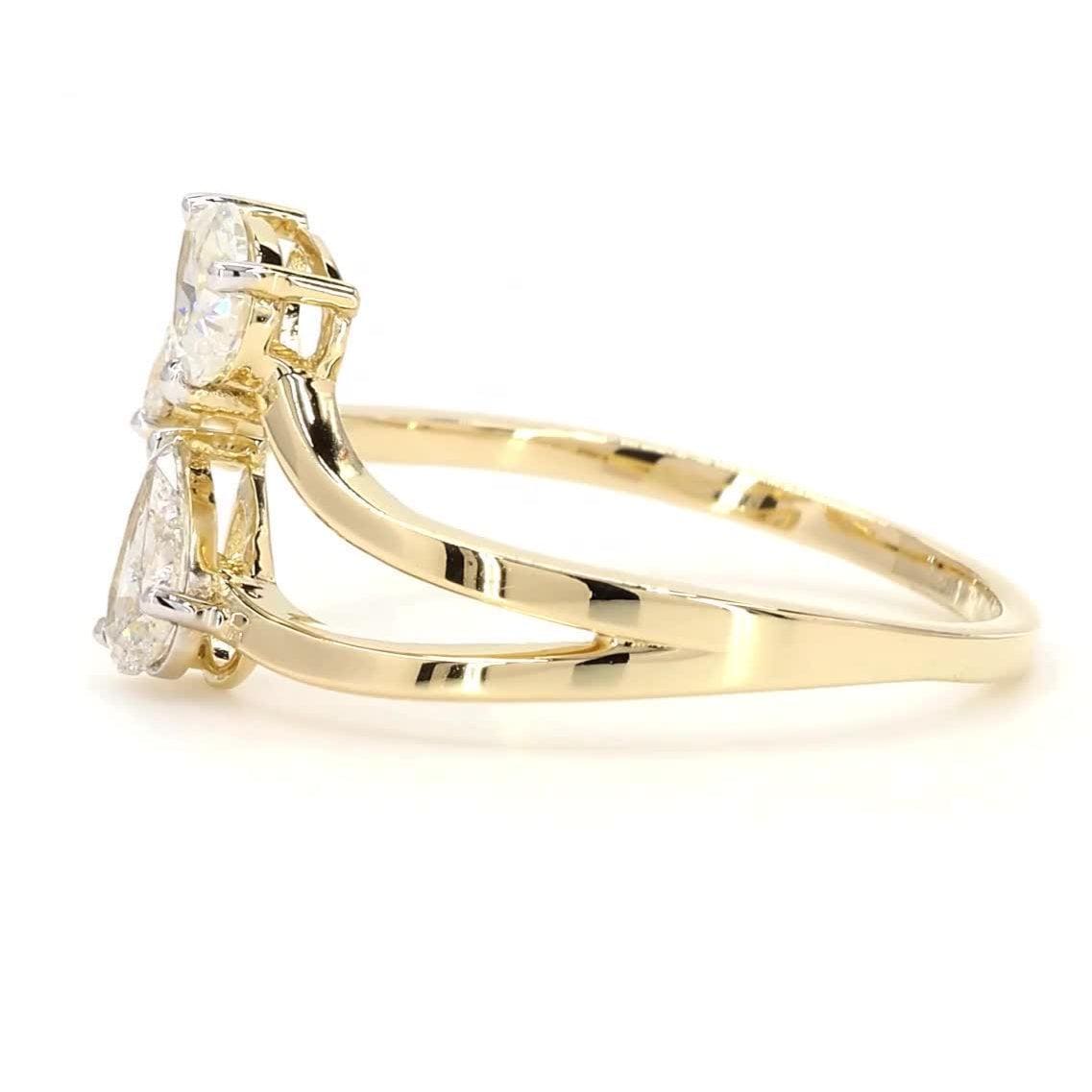 Three Stone Pear Diamond Ring