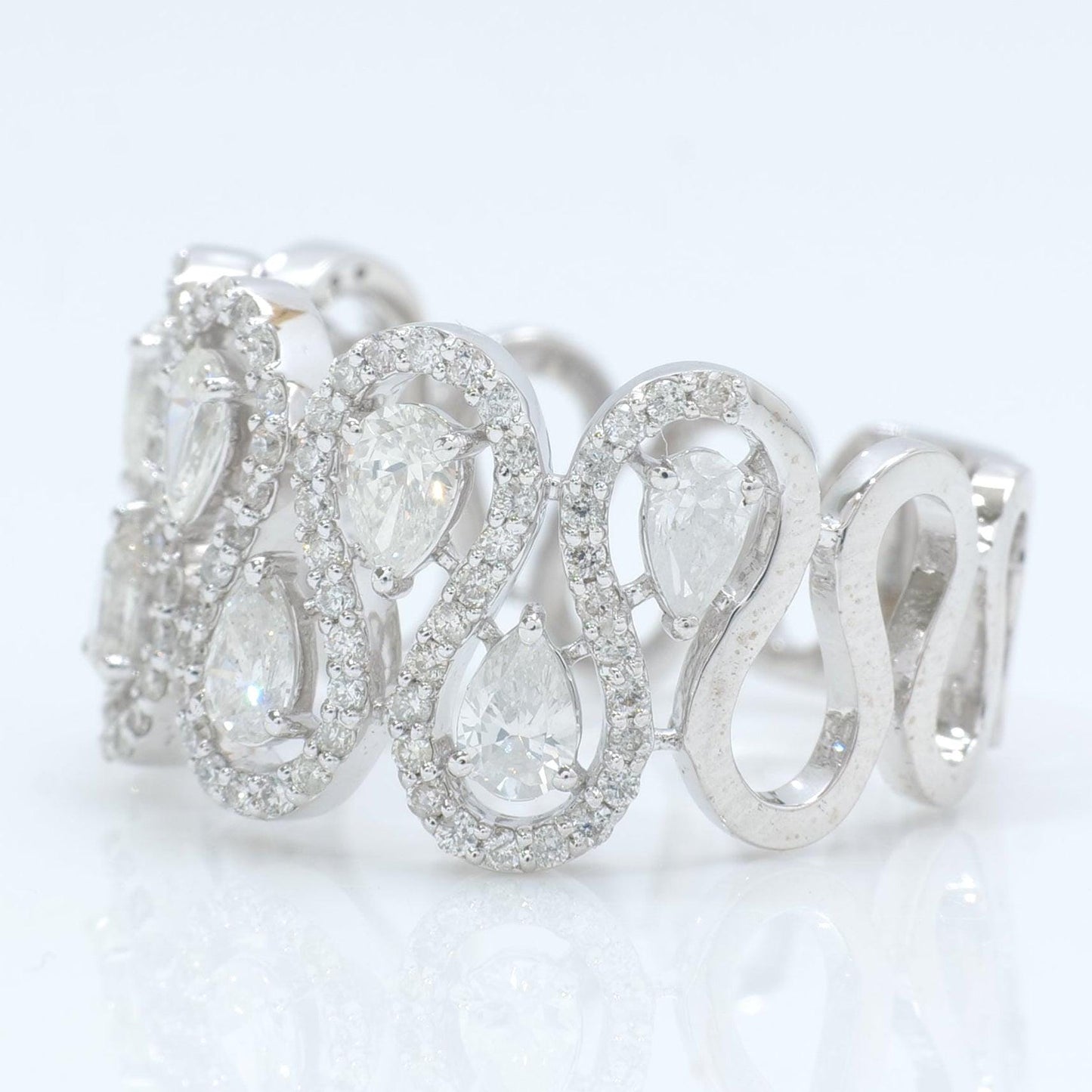 Pear Halo Natural Diamond Eternity Band Ring