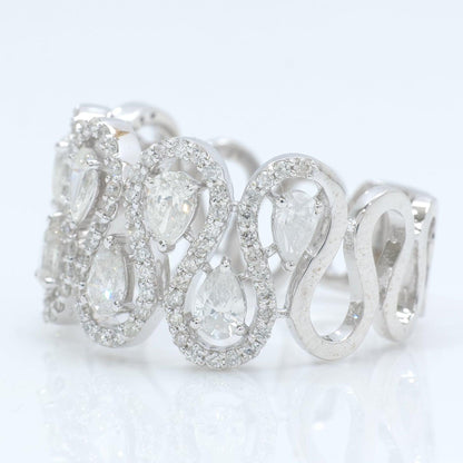 Pear Halo Natural Diamond Eternity Band Ring