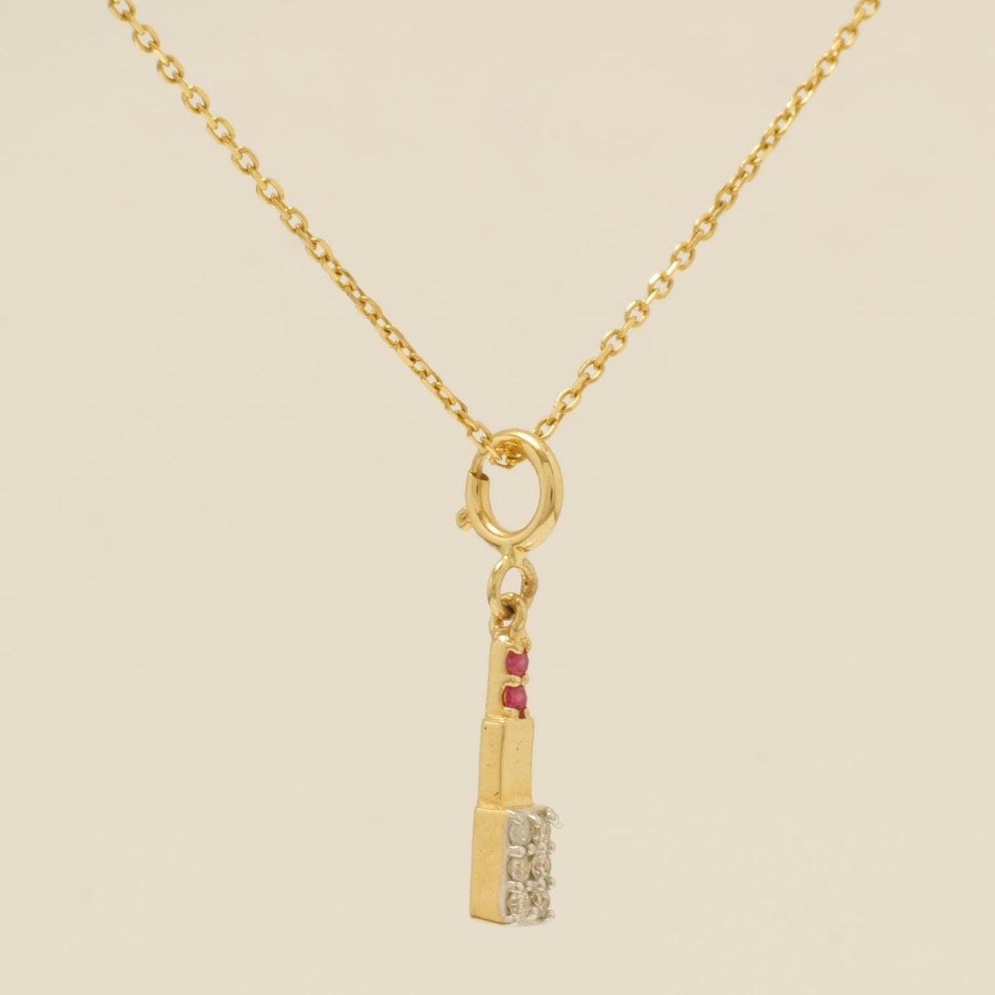 Ruby Lipstick Diamond Charm