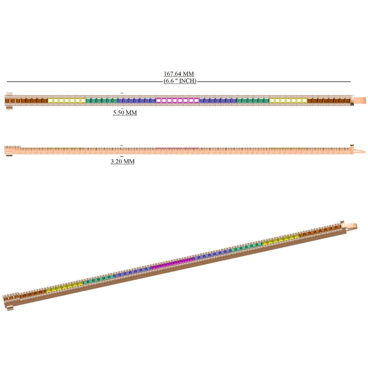 Rainbow Natural Diamond Tennis Bracelet