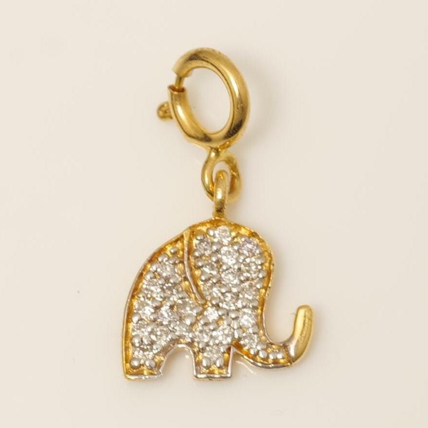 Diamond Elephant Charm Pendant