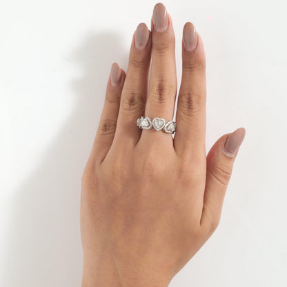 Heart Diamond Halo Eternity Band Ring
