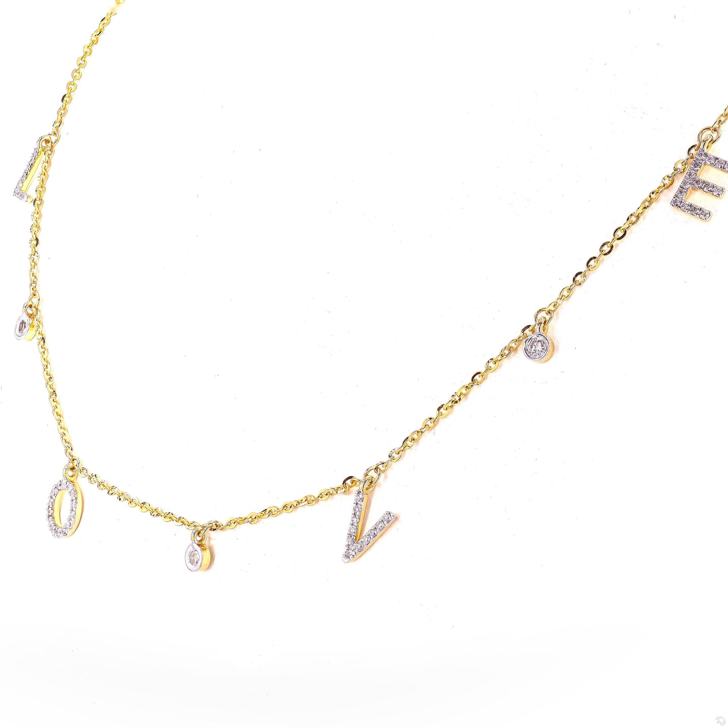 Love Dangle Diamond Drop Necklace
