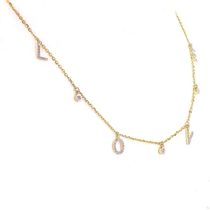 Love Dangle Diamond Drop Necklace
