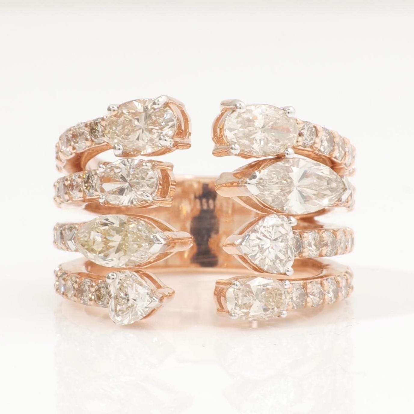 Pear & Oval Diamond Broad Band Ring