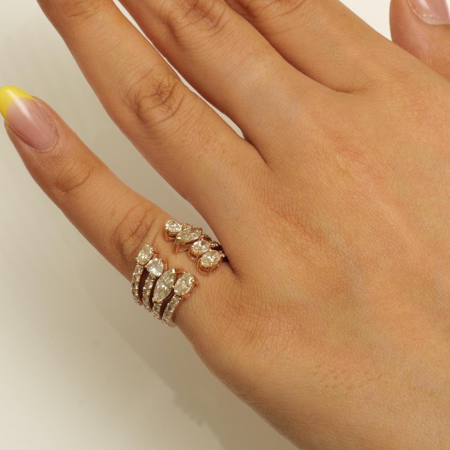 Pear & Oval Diamond Broad Band Ring