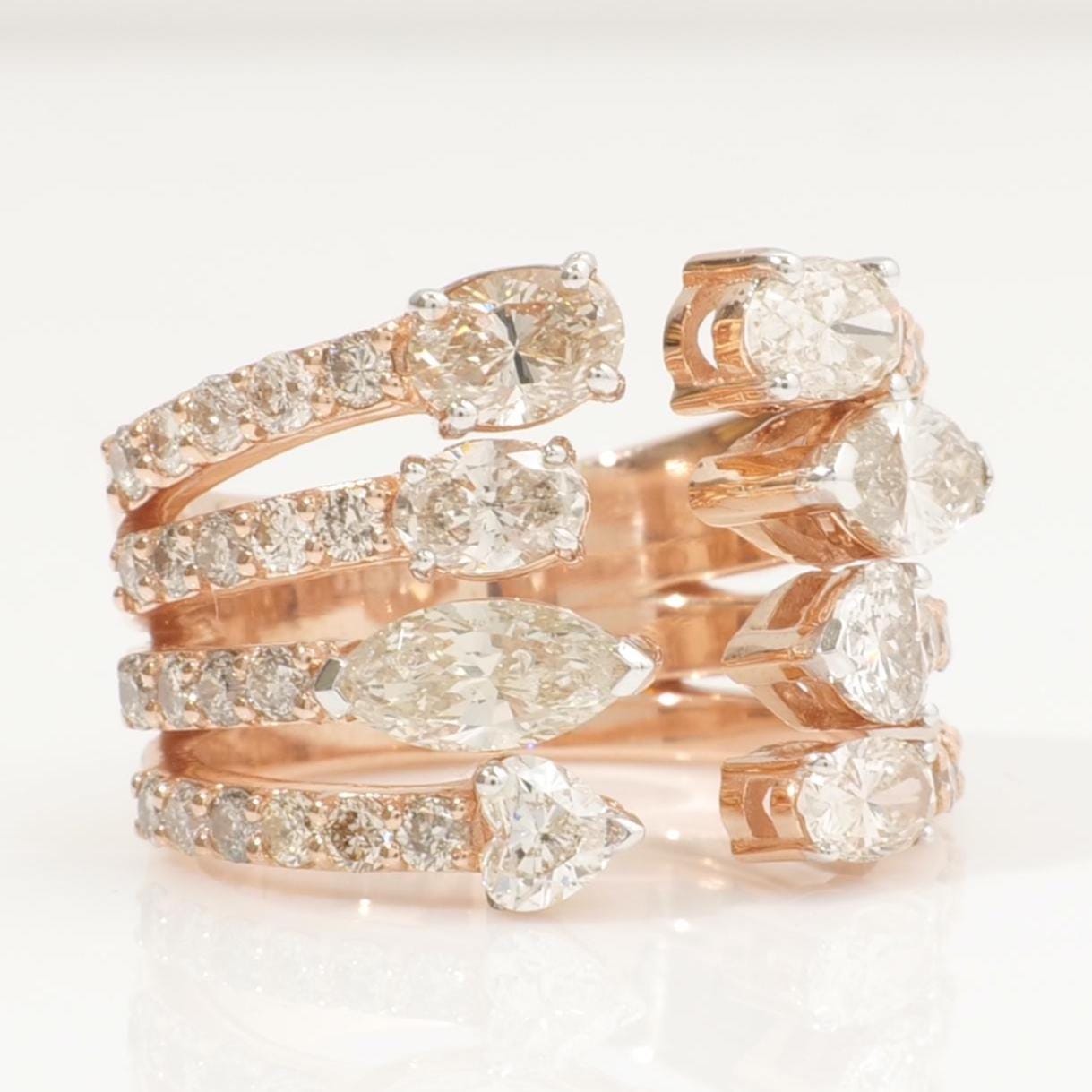 Pear & Oval Diamond Broad Band Ring