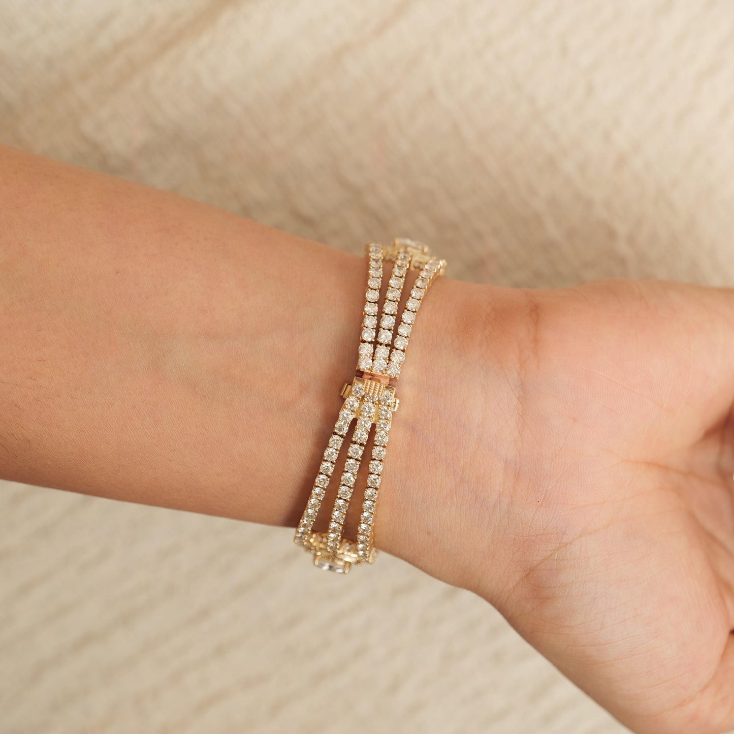 Multi-Shape Natural Diamond Double Halo Bracelet