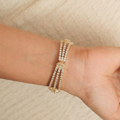 Multi-Shape Natural Diamond Double Halo Bracelet