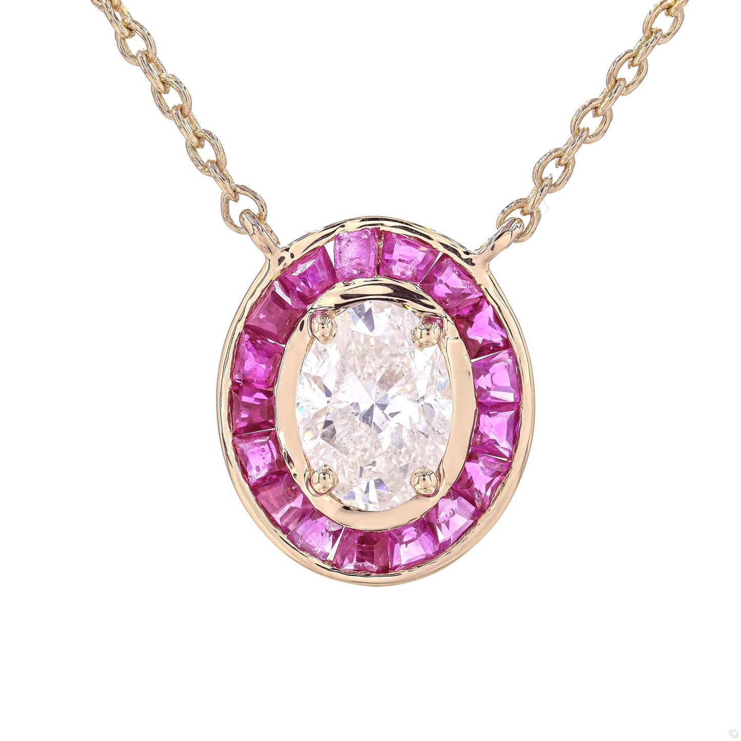Natural Ruby & Oval Natural Diamond Necklace