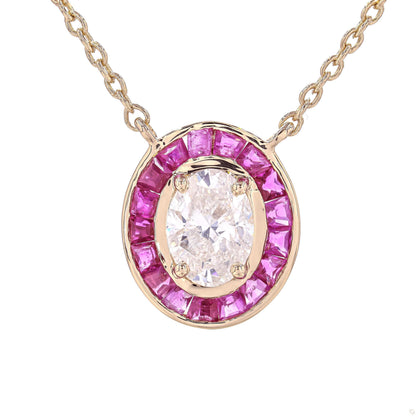 Natural Ruby & Oval Natural Diamond Necklace