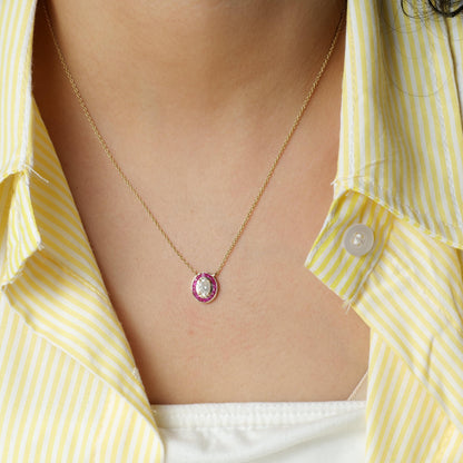Natural Ruby & Oval Natural Diamond Necklace
