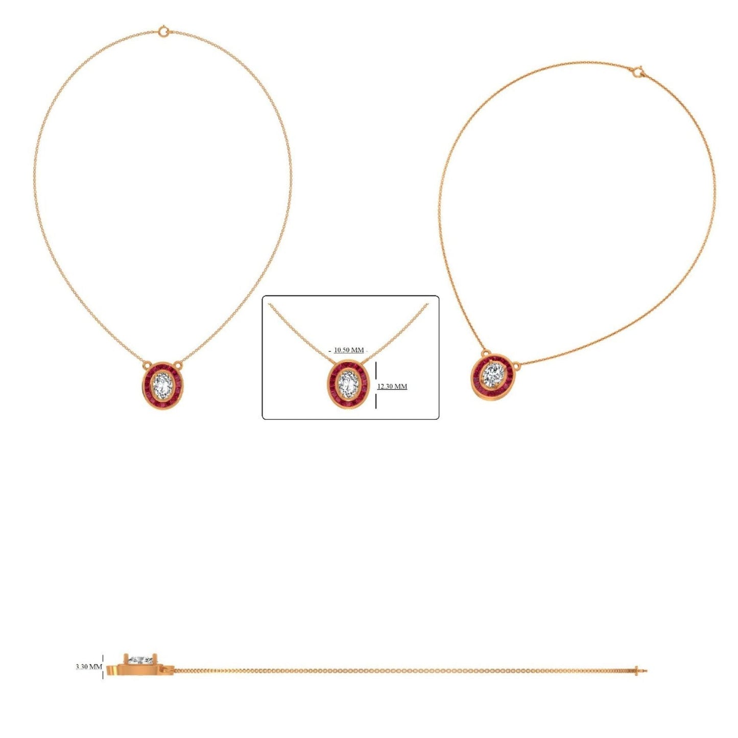 Natural Ruby & Oval Natural Diamond Necklace