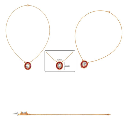 Natural Ruby & Oval Natural Diamond Necklace