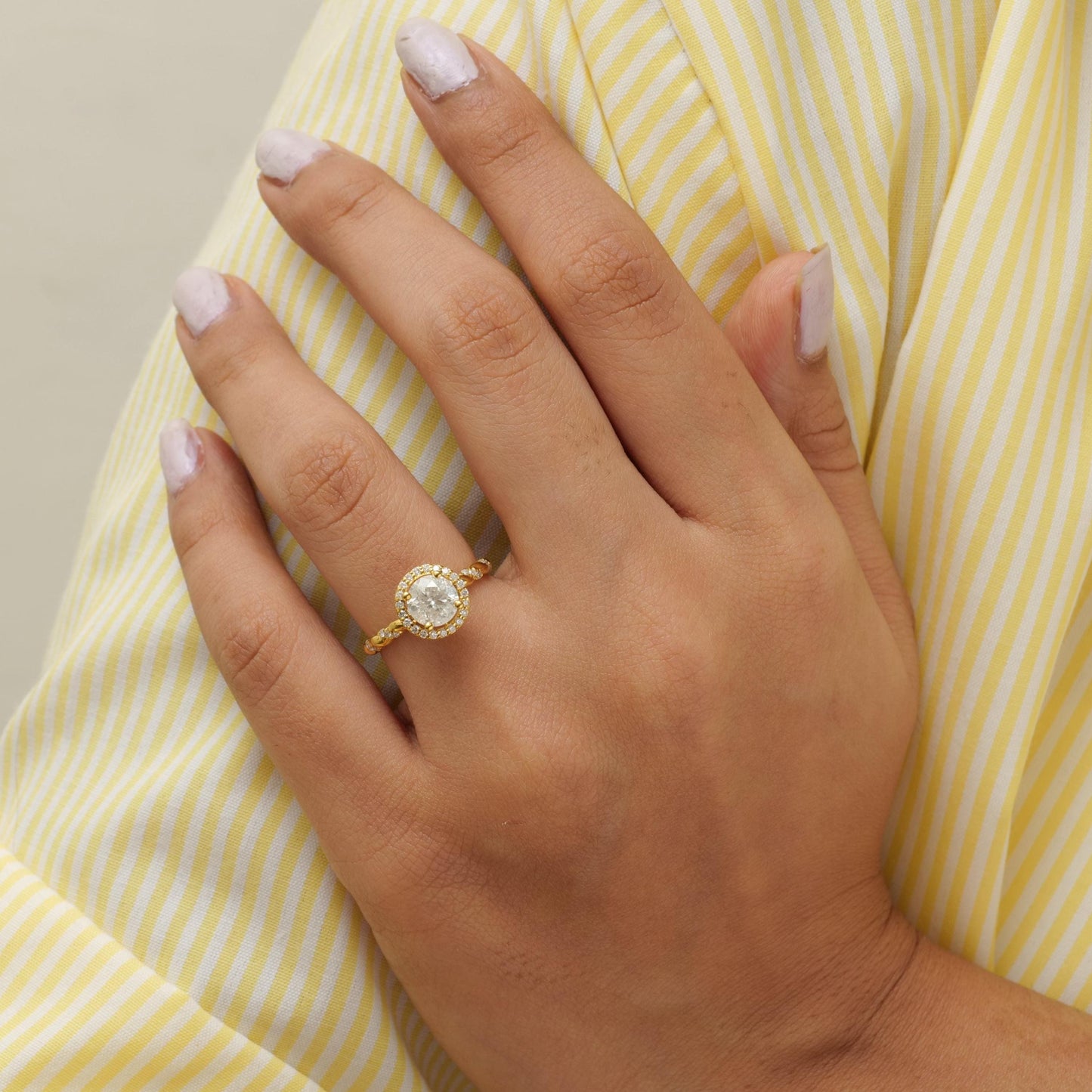 Round Solitaire Halo Diamond Ring