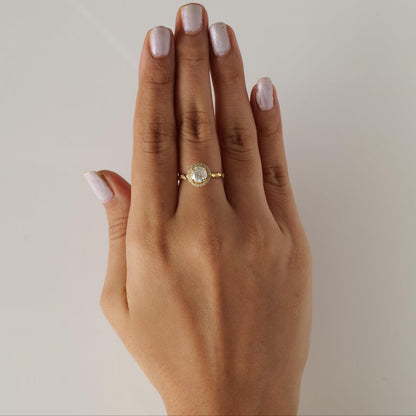 Round Solitaire Halo Diamond Ring