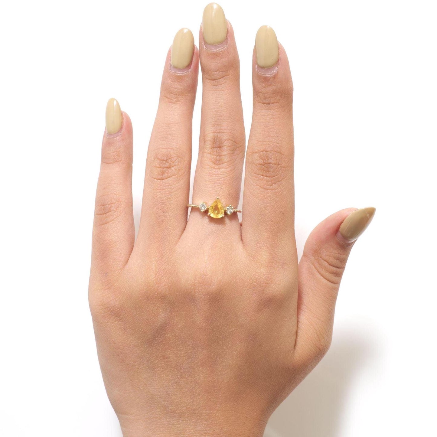 Pear Natural Yellow Sapphire Gemstone Ring