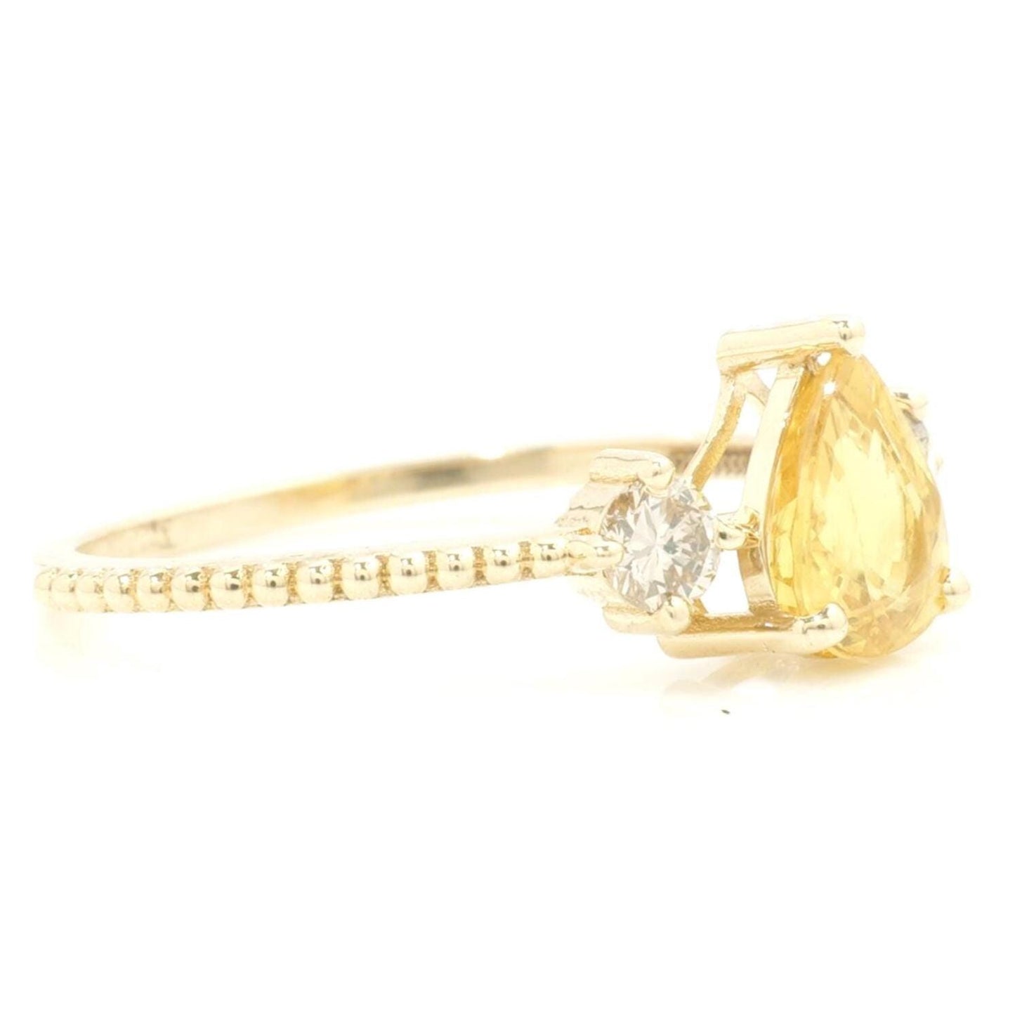 Pear Natural Yellow Sapphire Gemstone Ring