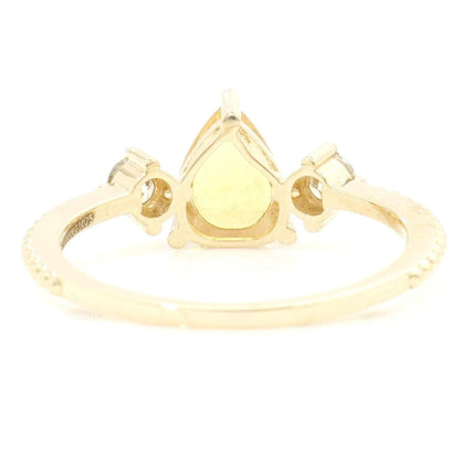 Pear Natural Yellow Sapphire Gemstone Ring