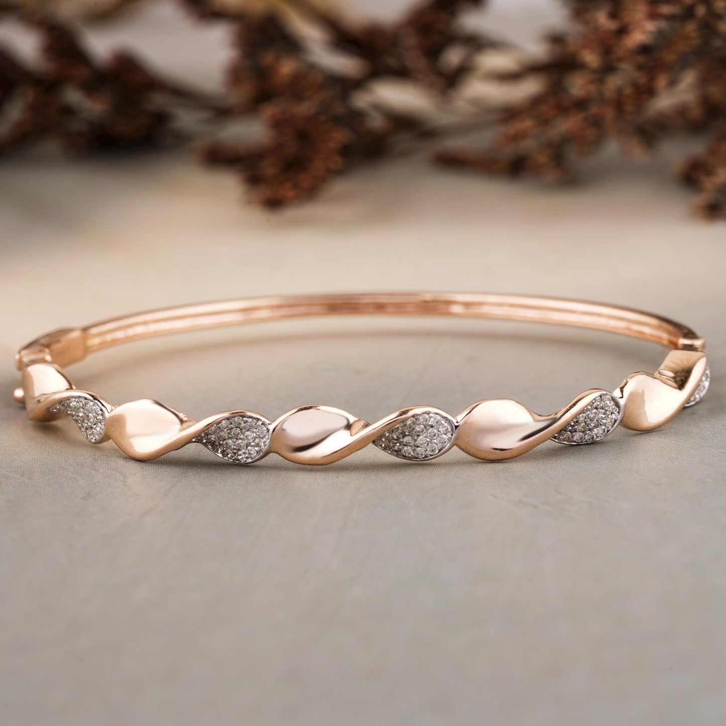 Wavy Natural Diamond Pave Cuff Bracelet
