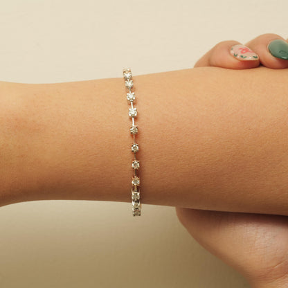 Two Tone Natural Diamond Tennis Bracelet