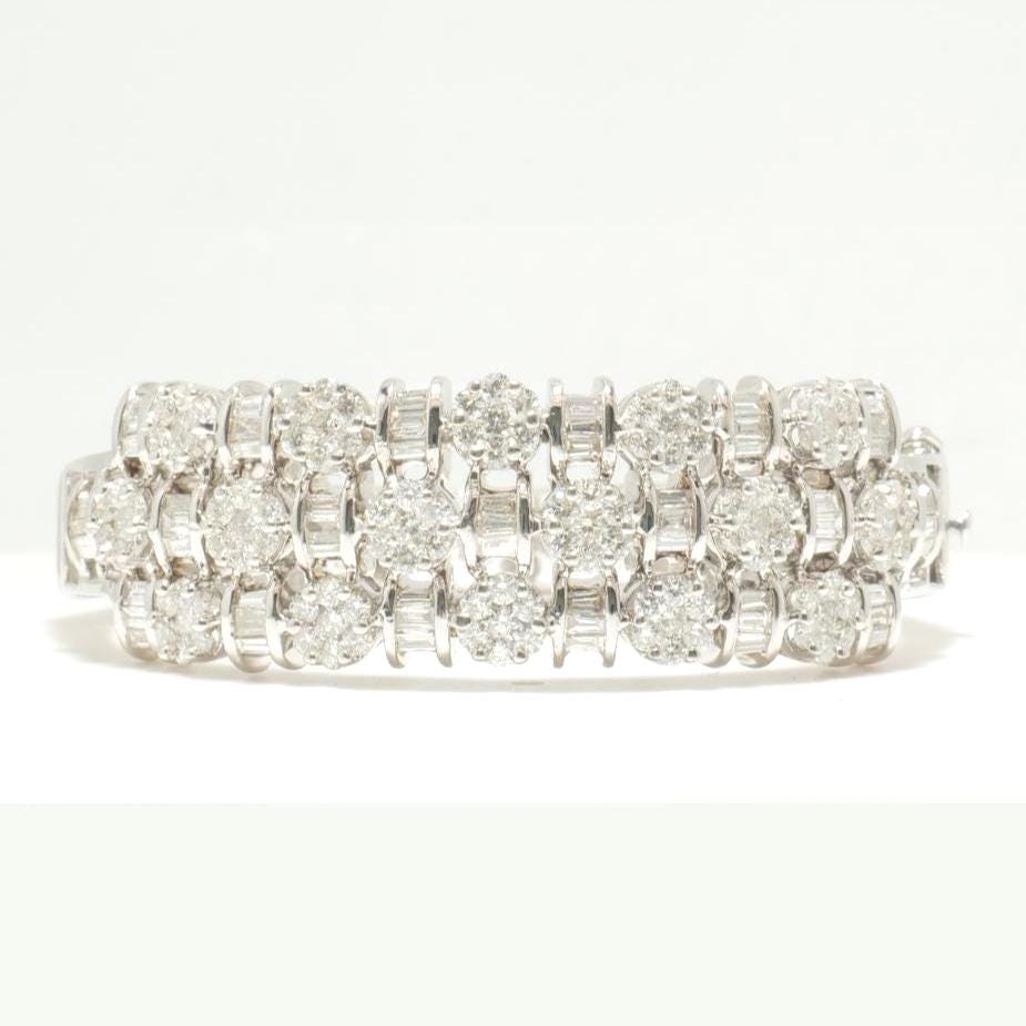 Triple Row Natural Diamond Wide Bracelet